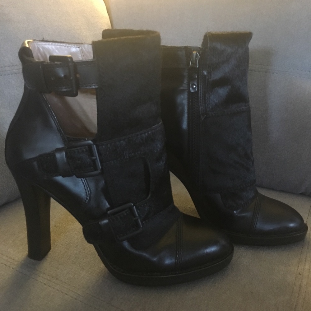 DKNY New York  Leather & Pony Hair  ankle boots.